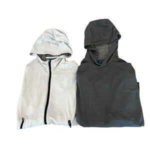 Old Navy Go Dry Hoodie Sweatshirt Bundle of 2 Mens Size Small Cream Gray NWT